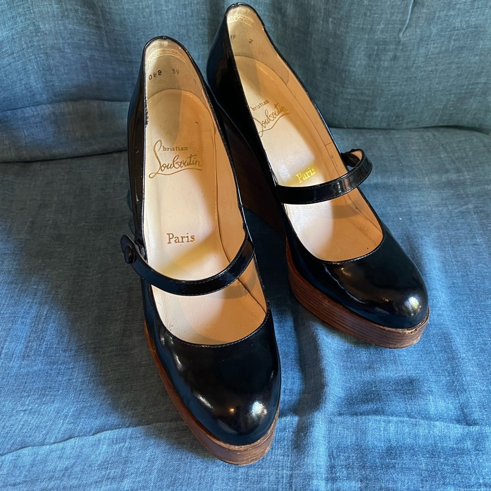 Christian Louboutin Black and Brown Platform Heels